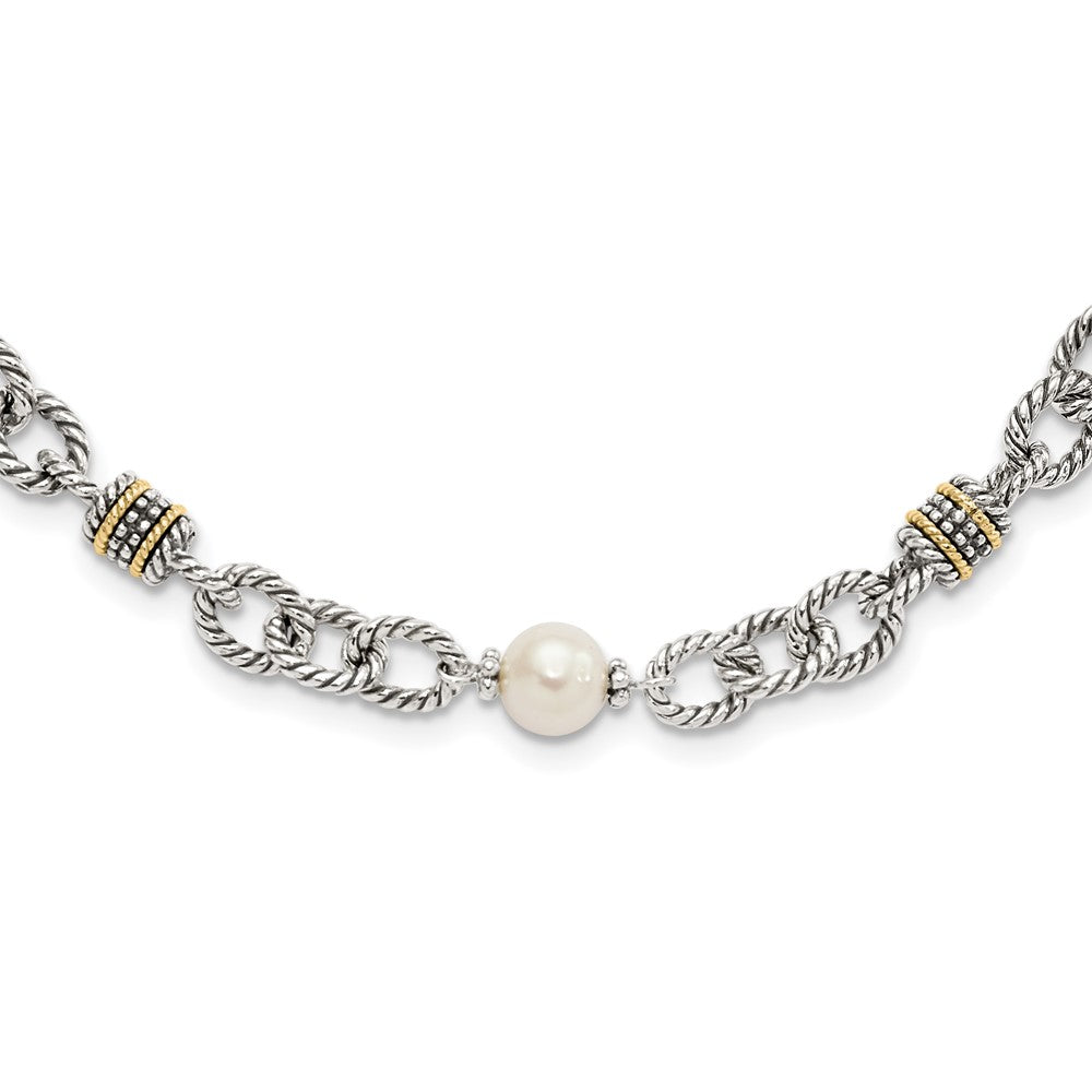 Shey Couture Sterling Silver with 14K Accent 18.5 Inch Antiqued 8- Freshwater Cultured Pearl Necklace