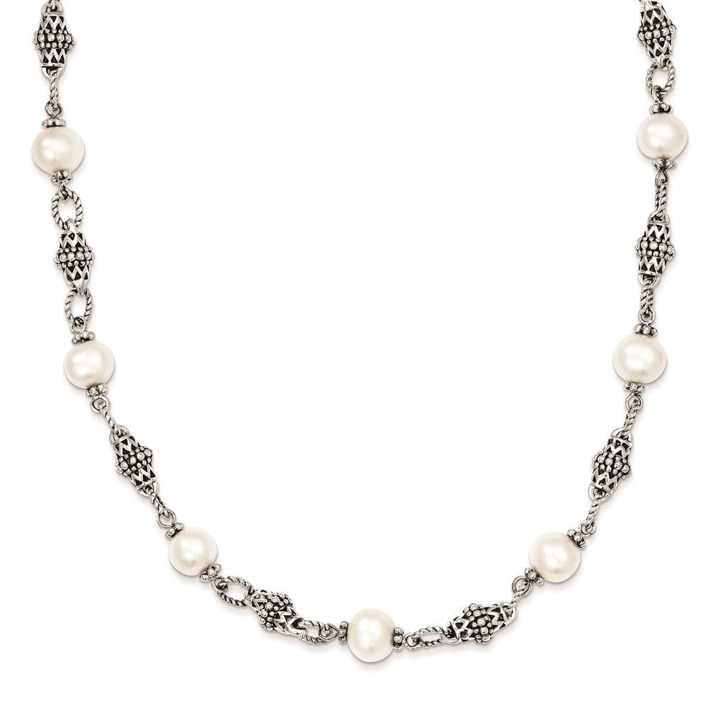 Shey Couture Sterling Silver 20 Inch Antiqued 8- Freshwater Cultured Pearl Necklace