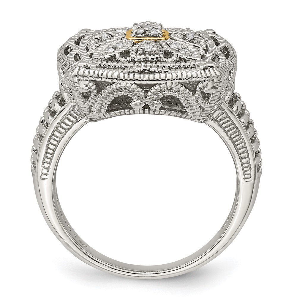 Shey Couture Sterling Silver Rhodium-plated with 14K Accent Diamond Ring