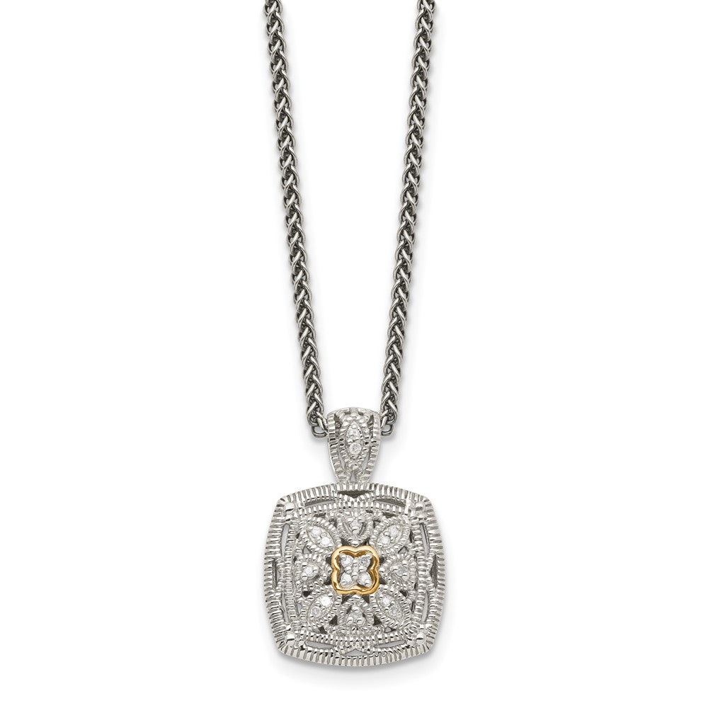 Shey Couture Sterling Silver Antiqued with 14K Accent 18 Inch Diamond Vintage Necklace