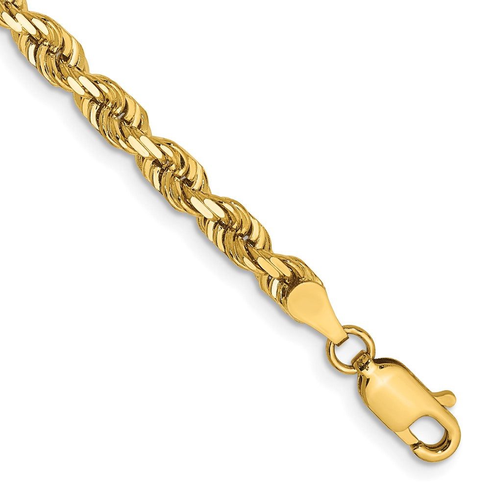 14K 7 Inch Diamond-cut Quadruple Rope Lobster Clasp Chain