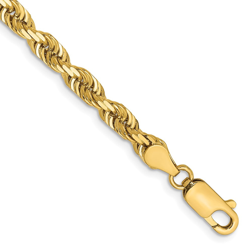 14K 7 Inch Diamond-cut Quadruple Rope Lobster Clasp Chain