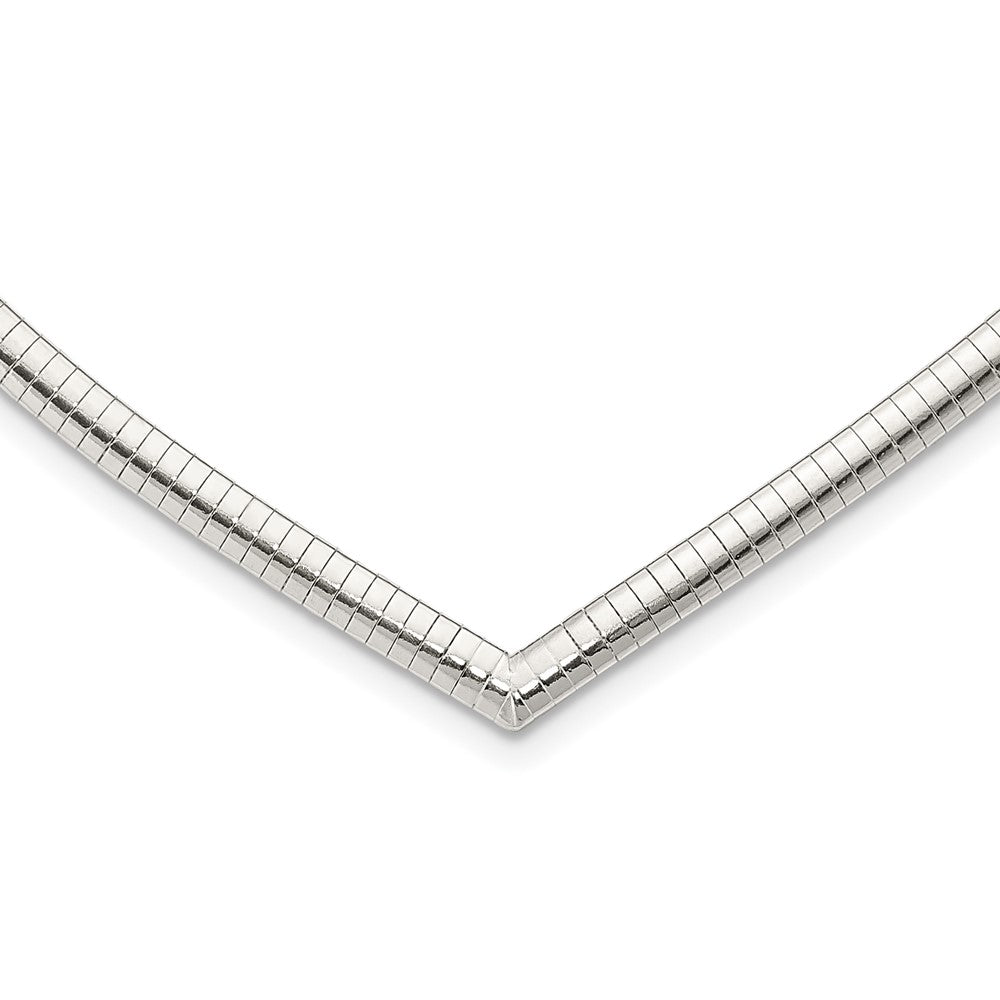Sterling Silver Polished Cubetto V-shaped Necklace