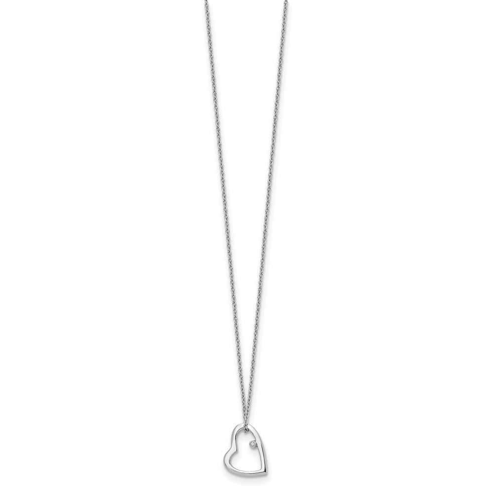 White Ice Sterling Silver Rhodium-plated 18 Inch Diamond Open Heart Necklace with 2 Inch Extender