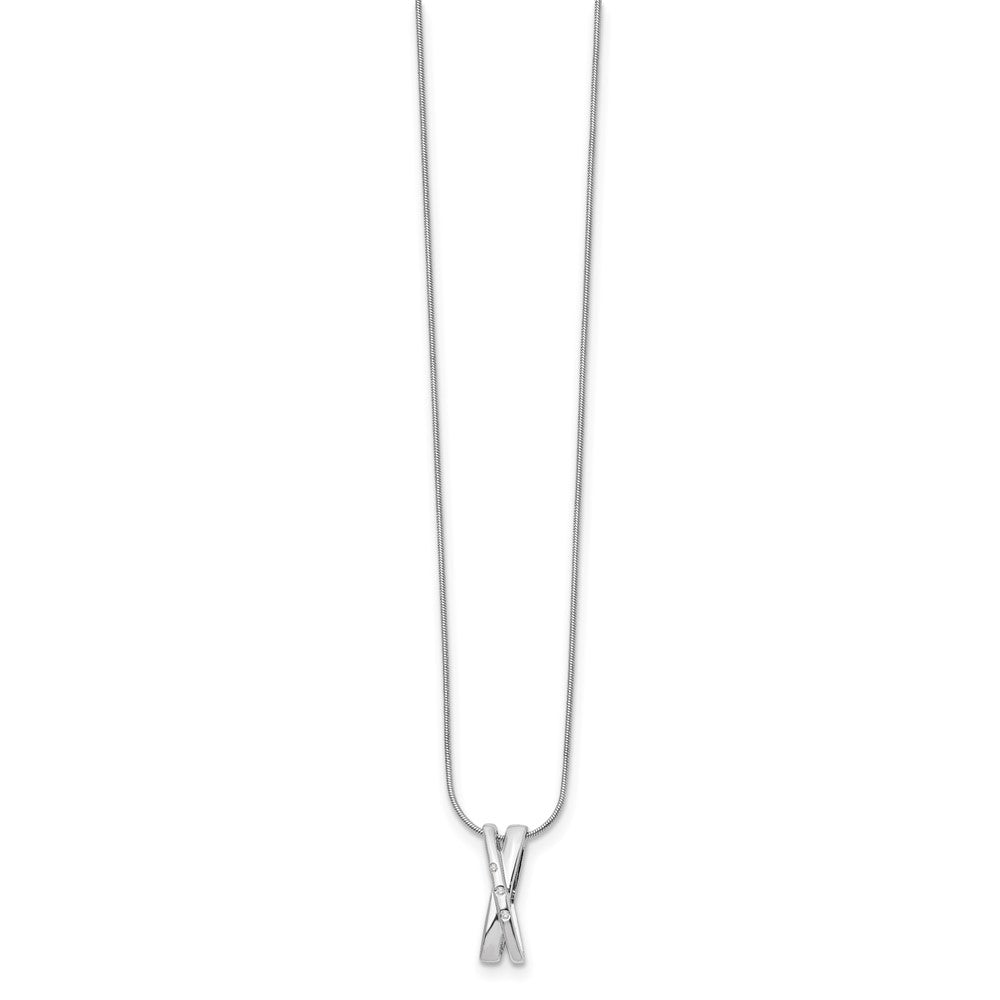 White Ice Sterling Silver Rhodium-plated 18 Inch Diamond X Necklace with 2 Inch Extender