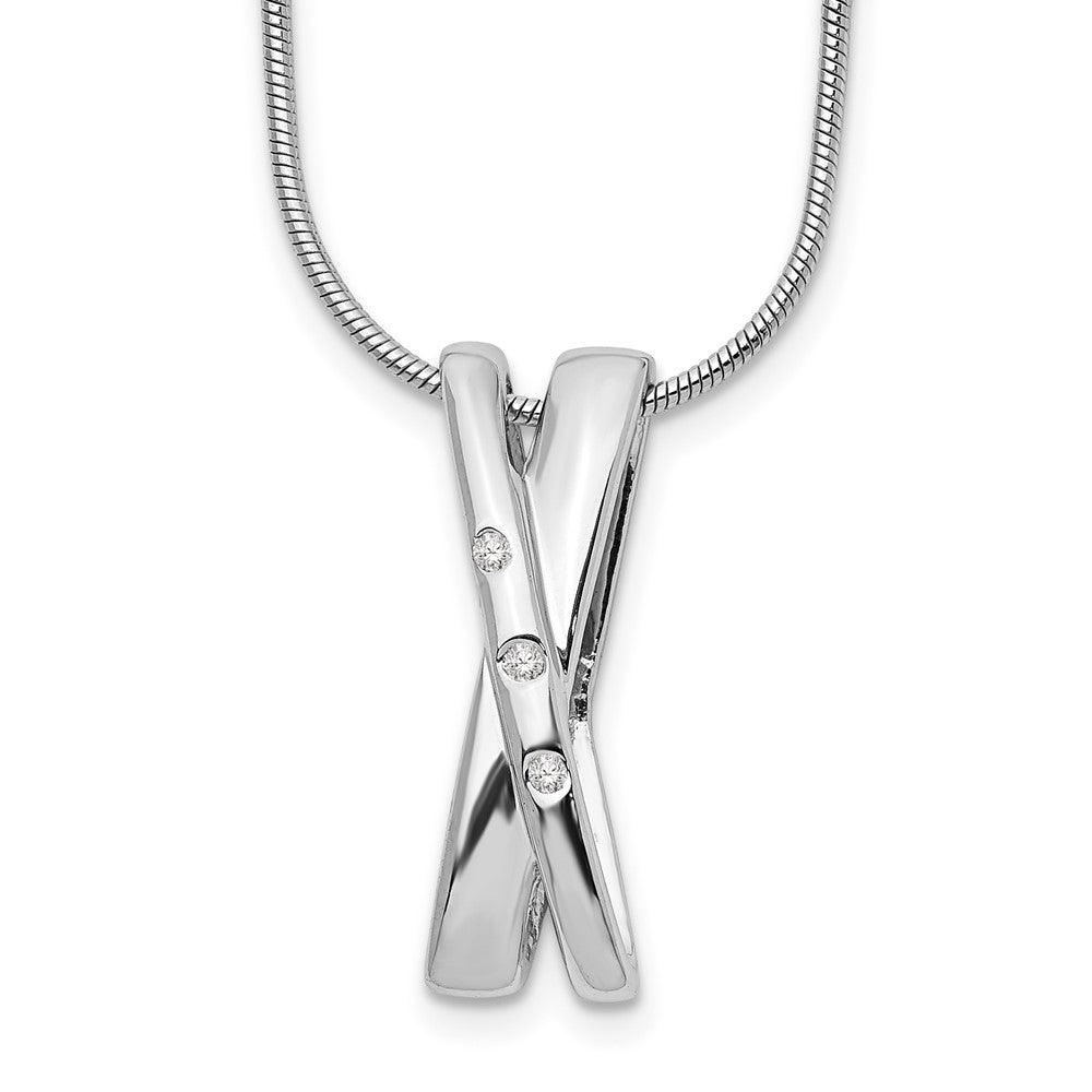 White Ice Sterling Silver Rhodium-plated 18 Inch Diamond Crossover Necklace with 2 Inch Extender