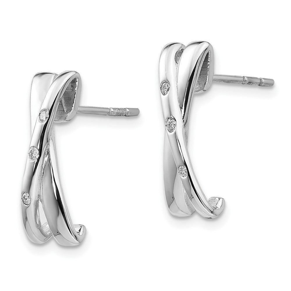 White Ice Sterling Silver Rhodium-plated Diamond Crossover Post Earrings