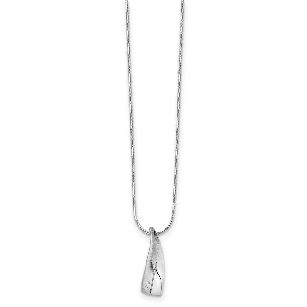 White Ice Sterling Silver Rhodium-plated Satin and Polished 18 Inch Diamond Necklace with 2 Inch Extender