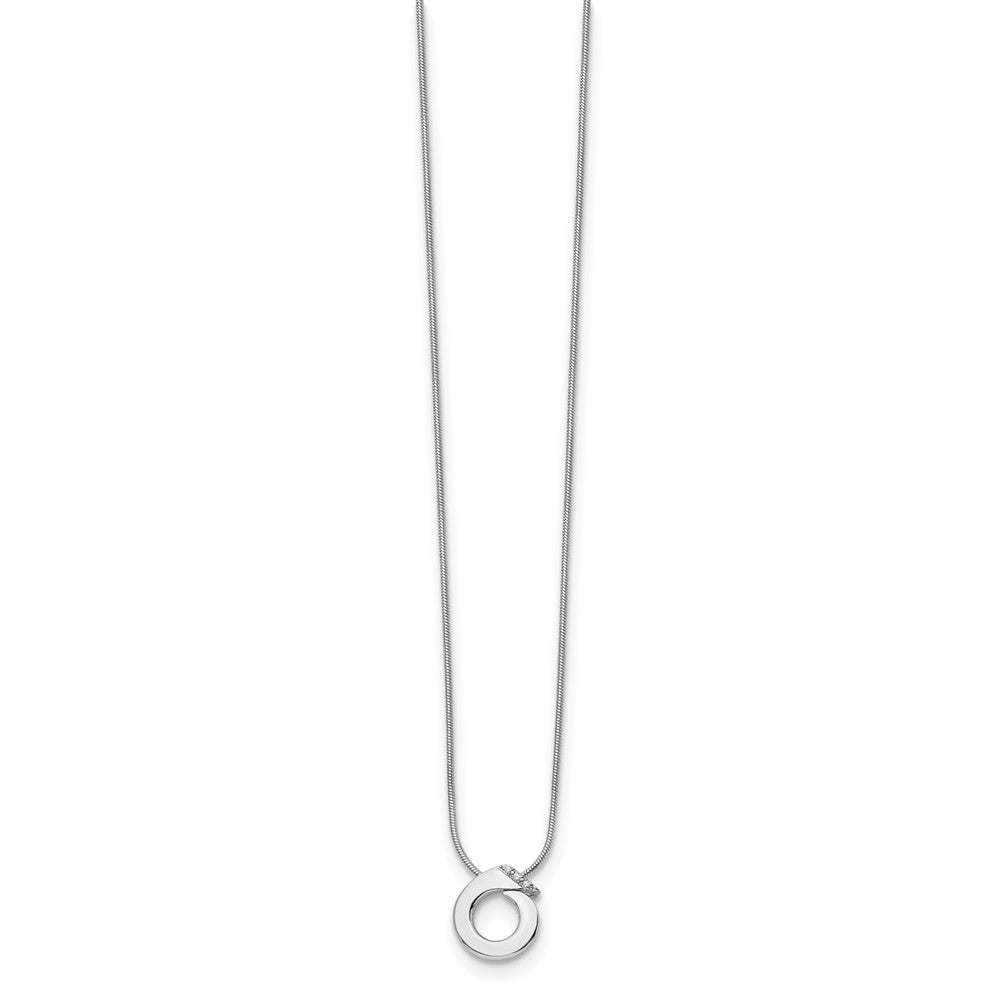 White Ice Sterling Silver Rhodium-plated 18 Inch Open Circle Diamond Necklace with 2 Inch Extender