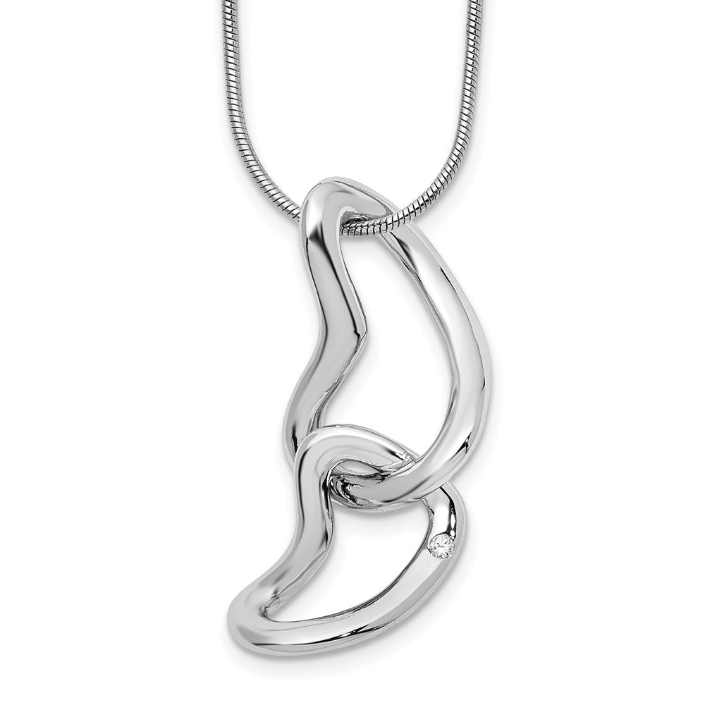 White Ice Sterling Silver Rhodium-plated 18 Inch Diamond Hearts Necklace with 2 Inch Extender