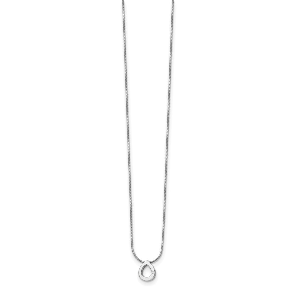 White Ice Sterling Silver Rhodium-plated 18 Inch Diamond Teardrop Necklace with 2 Inch Extender