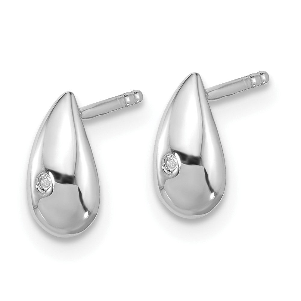 White Ice Sterling Silver Rhodium-plated Diamond Teardrop Post Earrings