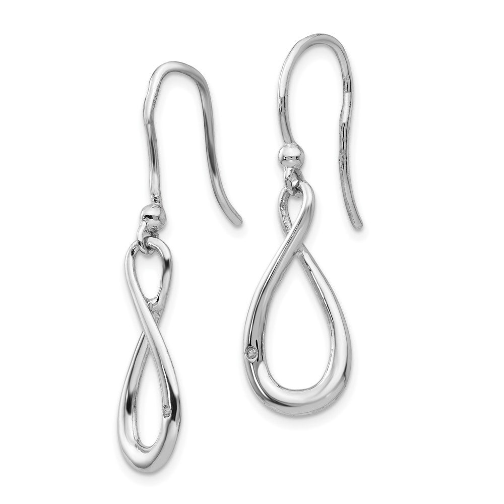 White Ice Sterling Silver Rhodium-plated Diamond Shepherd Hook Dangle Earrings