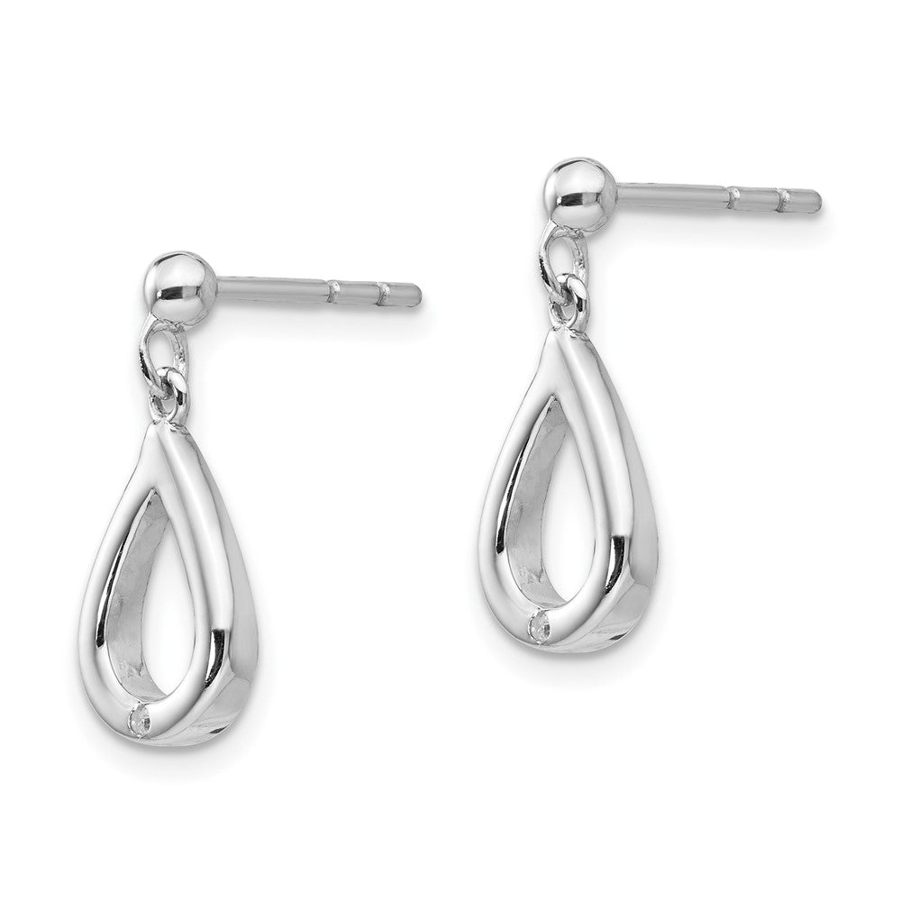 White Ice Sterling Silver Rhodium-plated Diamond Teardrop Dangle Post Earrings