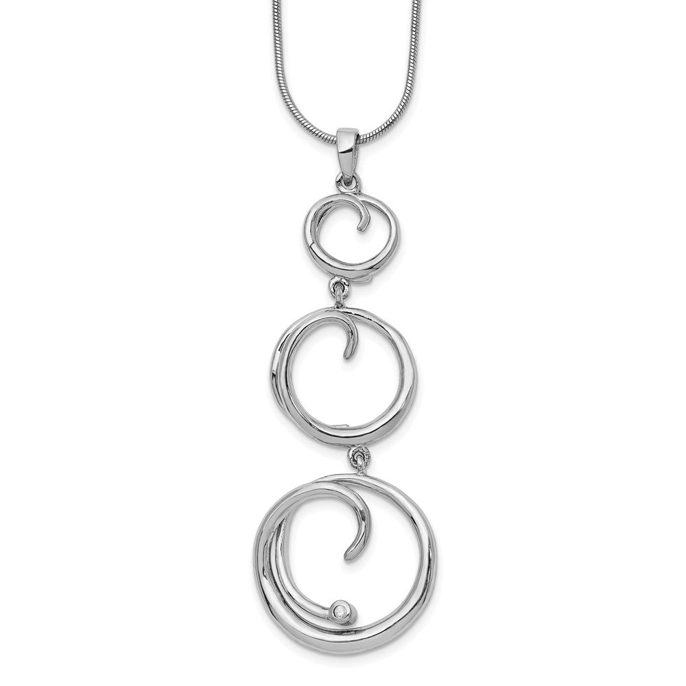 White Ice Sterling Silver Rhodium-plated 18 Inch Diamond Swirl Necklace with 2 Inch Extender