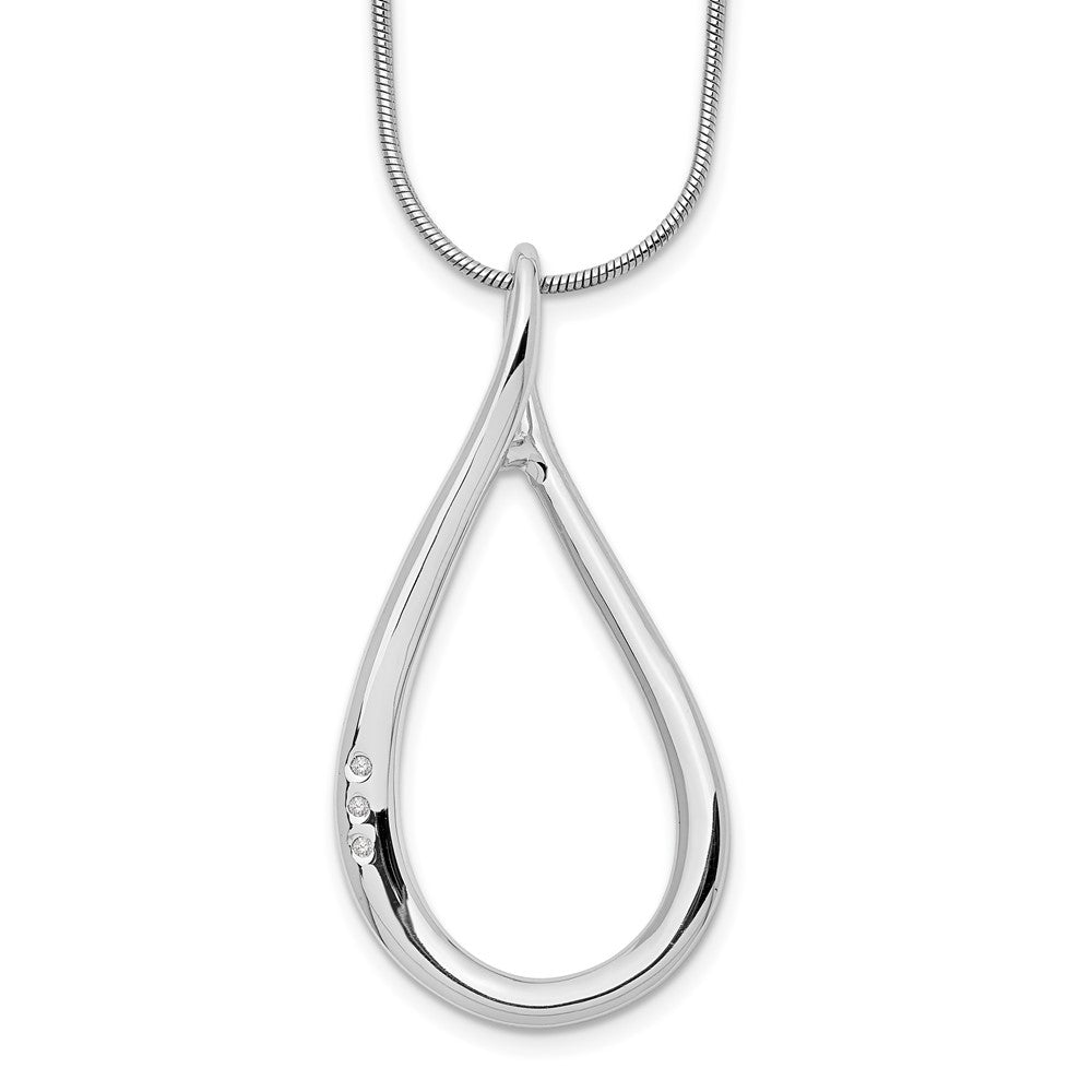 White Ice Sterling Silver Rhodium-plated 18 Inch Diamond Open Teardrop Necklace with 2 Inch Extender