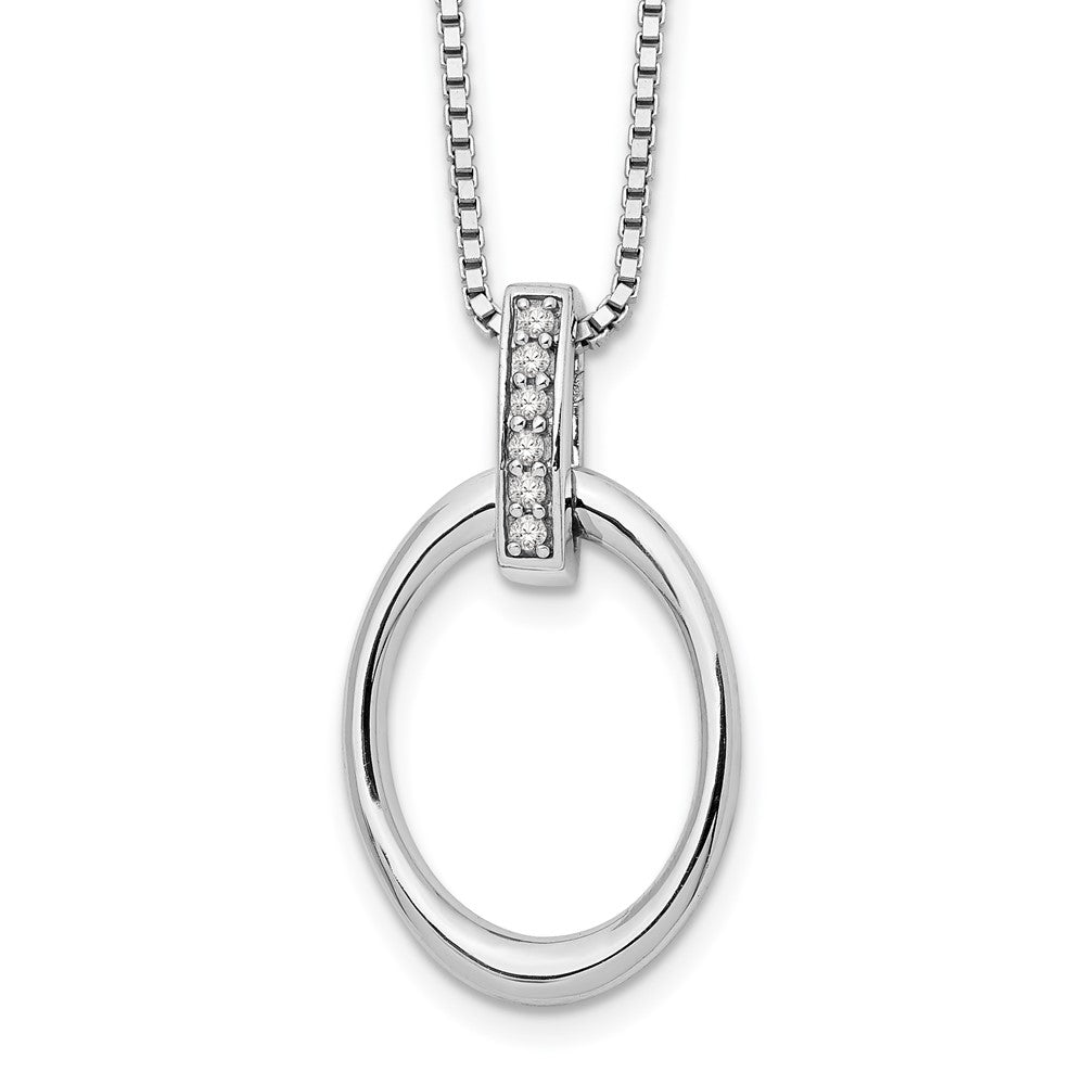 White Ice Sterling Silver Rhodium-plated 18 Inch Diamond Open Oval Necklace with 2 Inch Extender