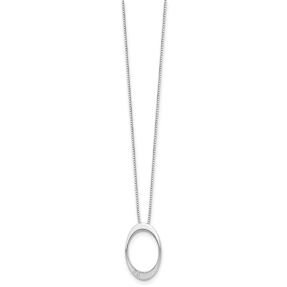 White Ice Sterling Silver Rhodium-plated 18 Inch Diamond Open Oval Necklace with 2 Inch Extender