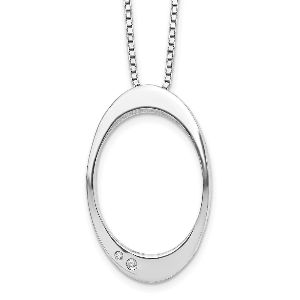 White Ice Sterling Silver Rhodium-plated 18 Inch Diamond Open Oval Necklace with 2 Inch Extender