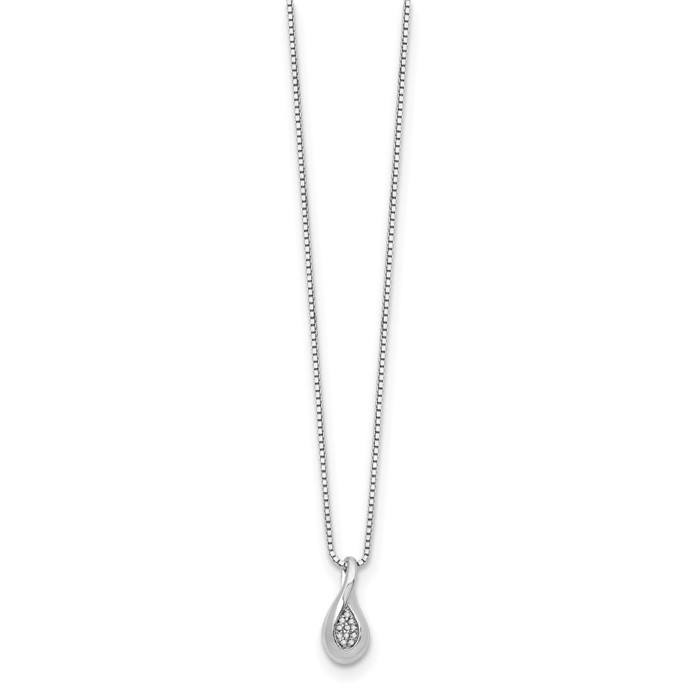 White Ice Sterling Silver Rhodium-plated 18 Inch Diamond Teardrop Necklace with 2 Inch Extender