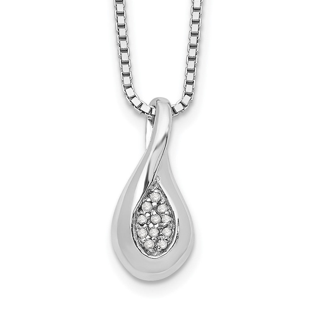 White Ice Sterling Silver Rhodium-plated 18 Inch Diamond Teardrop Necklace with 2 Inch Extender