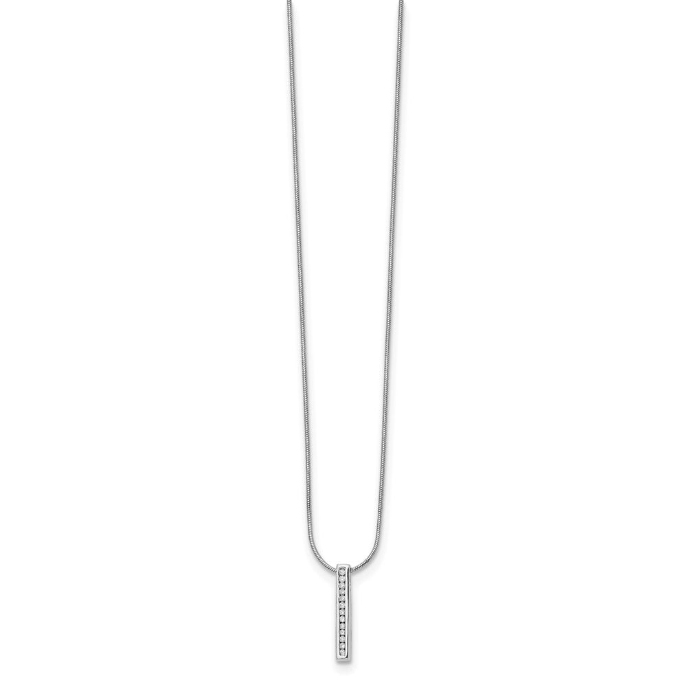 White Ice Sterling Silver Rhodium-plated 18 Inch Chanel-set Diamond Vertical Bar Necklace with 2 Inch Extender