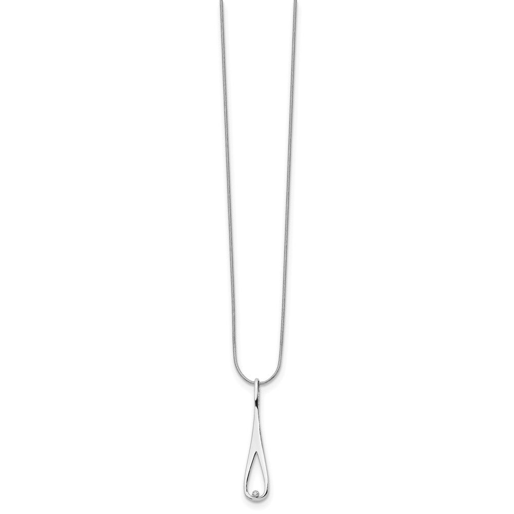 White Ice Sterling Silver Rhodium-plated 18 Inch Diamond Open Teardrop Necklace with 2 Inch Extender