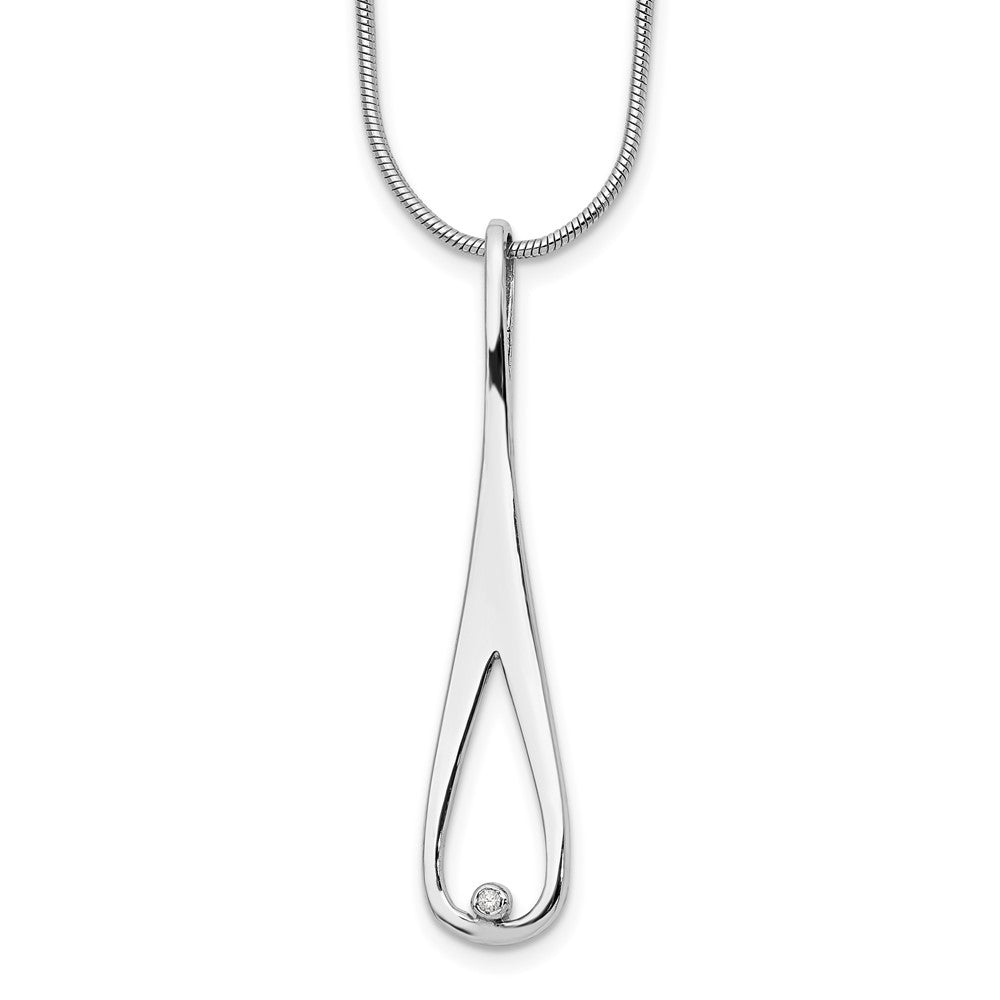 White Ice Sterling Silver Rhodium-plated 18 Inch Diamond Open Teardrop Necklace with 2 Inch Extender