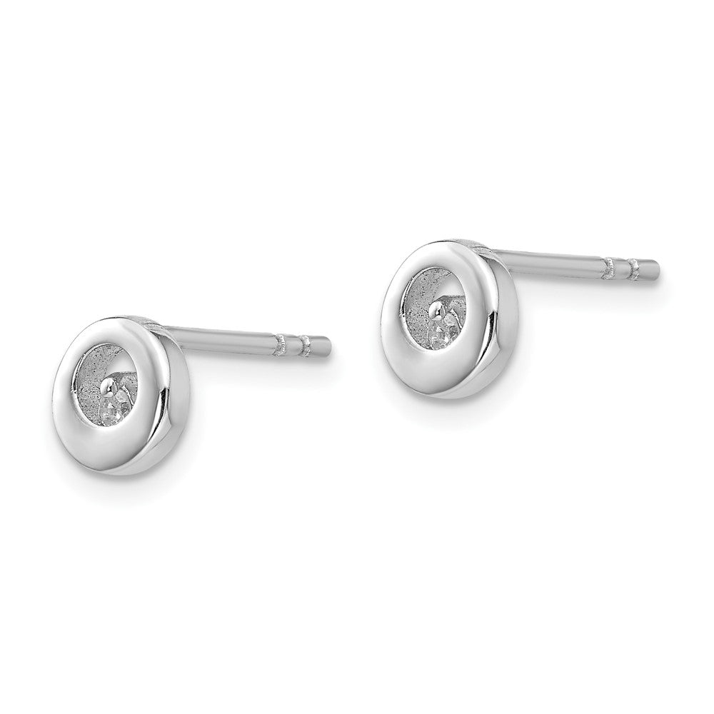 White Ice Sterling Silver Rhodium-plated Diamond Open Circle Stud Post Earrings