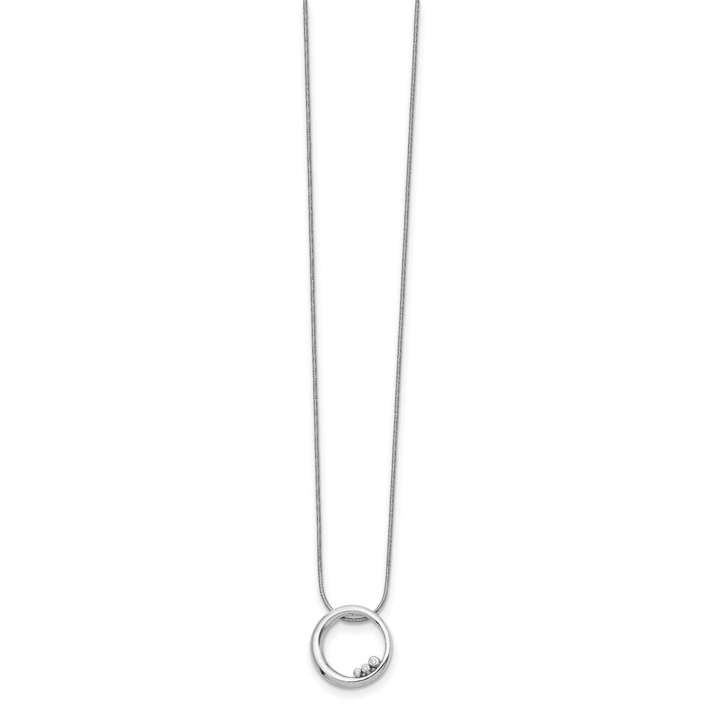 White Ice Sterling Silver Rhodium-plated 18 Inch Diamond Open Circle Necklace with 2 Inch Extender