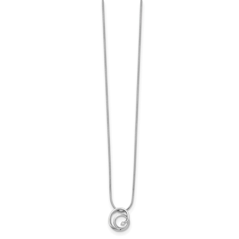 White Ice Sterling Silver Rhodium-plated 18 Inch Diamond Swirl Necklace with 2 Inch Extender