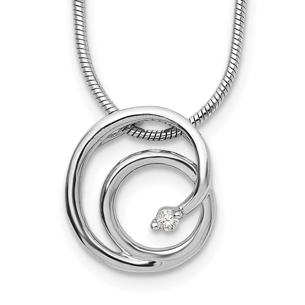 White Ice Sterling Silver Rhodium-plated 18 Inch Diamond Swirl Necklace with 2 Inch Extender