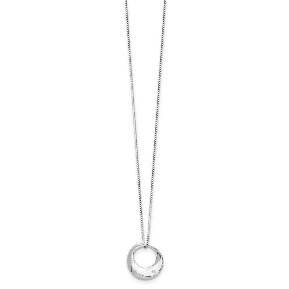 White Ice Sterling Silver Rhodium-plated 18 Inch Diamond Open Circle Necklace with 2 Inch Extender