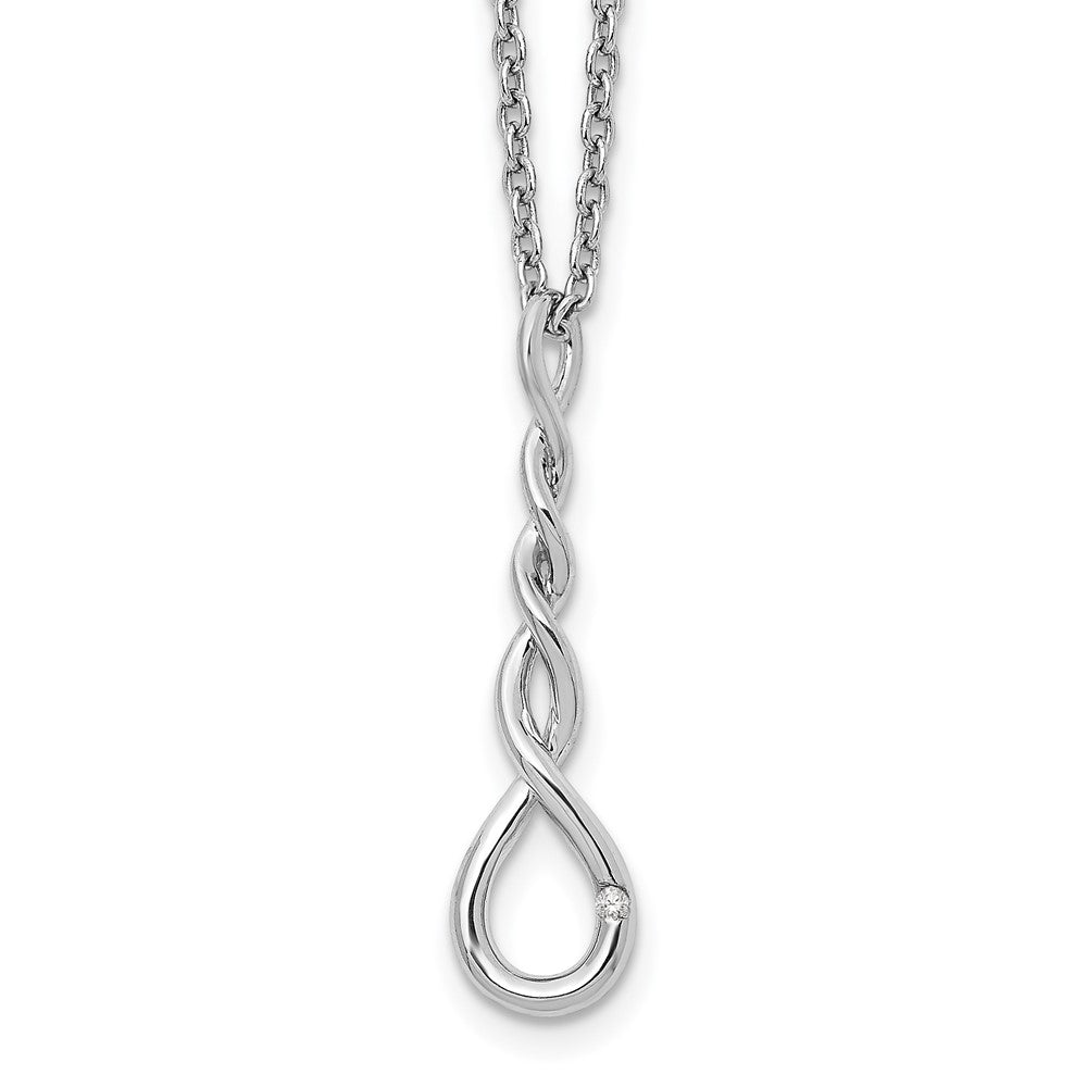 White Ice Sterling Silver Rhodium-plated 18 Inch Twisted Diamond Accent Necklace with 2 Inch Extender