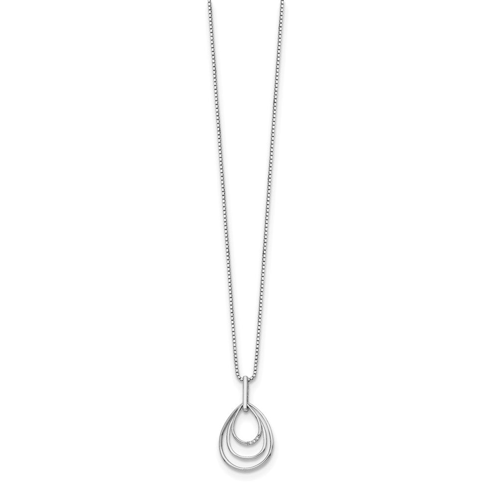 White Ice Sterling Silver Rhodium-plated 18 Inch Diamond Fancy Teardrop Necklace with 2 Inch Extender