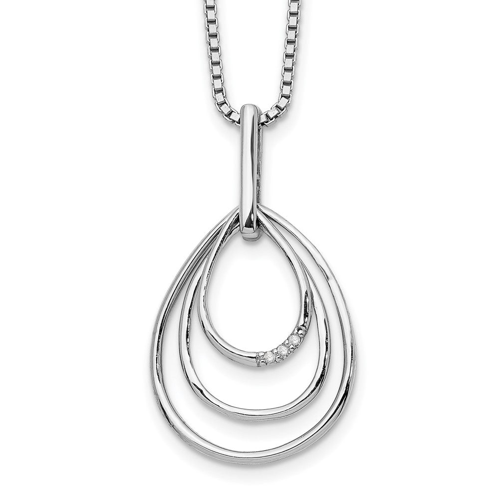 White Ice Sterling Silver Rhodium-plated 18 Inch Diamond Fancy Teardrop Necklace with 2 Inch Extender