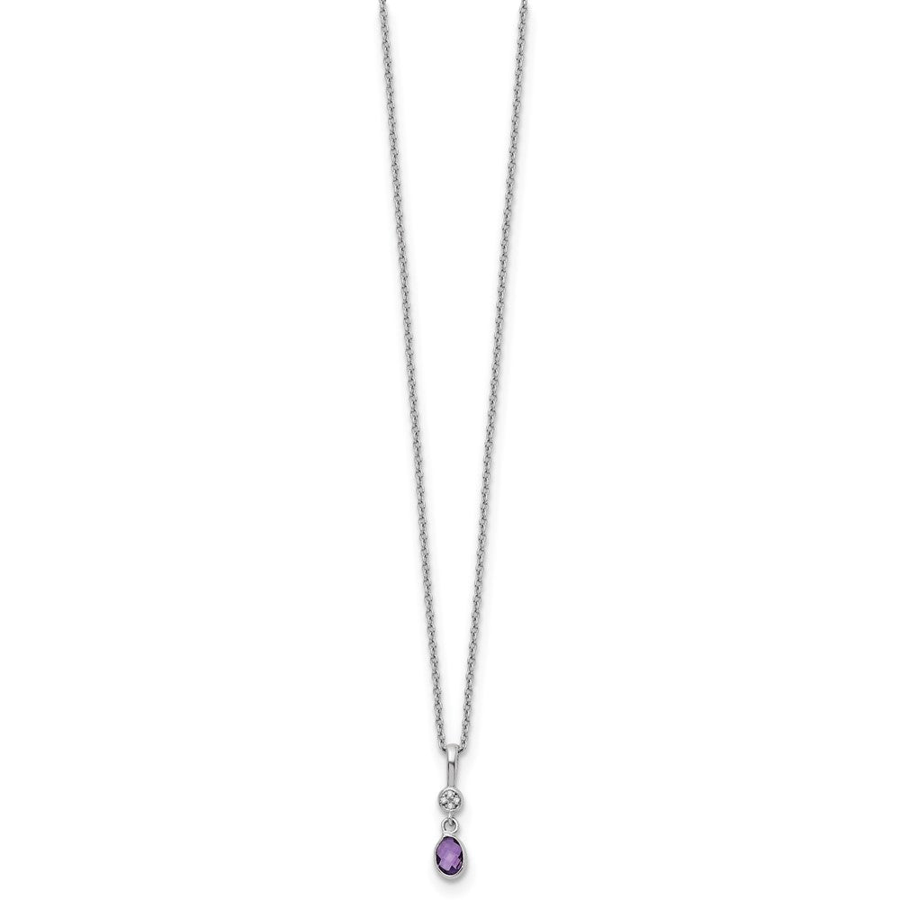 White Ice Sterling Silver Rhodium-plated 18 Inch Amethyst and Diamond Necklace with 2 Inch Extender