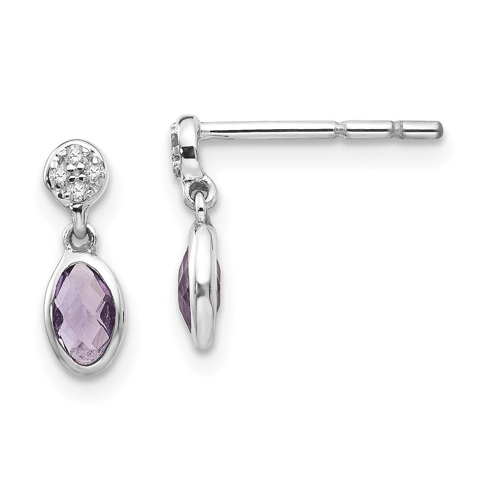 White Ice Sterling Silver Rhodium-plated Amethyst and Diamond Post Dangle Earrings