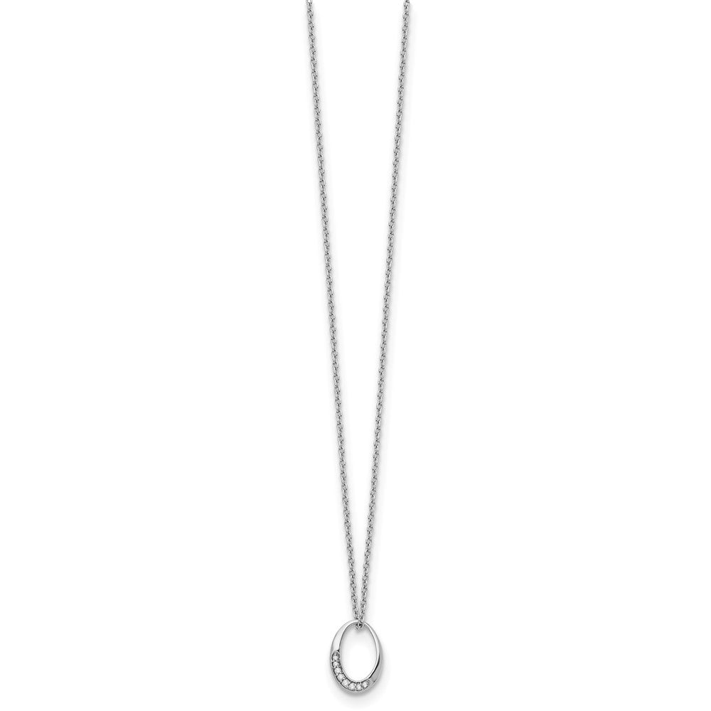 White Ice Sterling Silver Rhodium-plated 18 Inch Diamond Open Oval Necklace with 2 Inch Extender