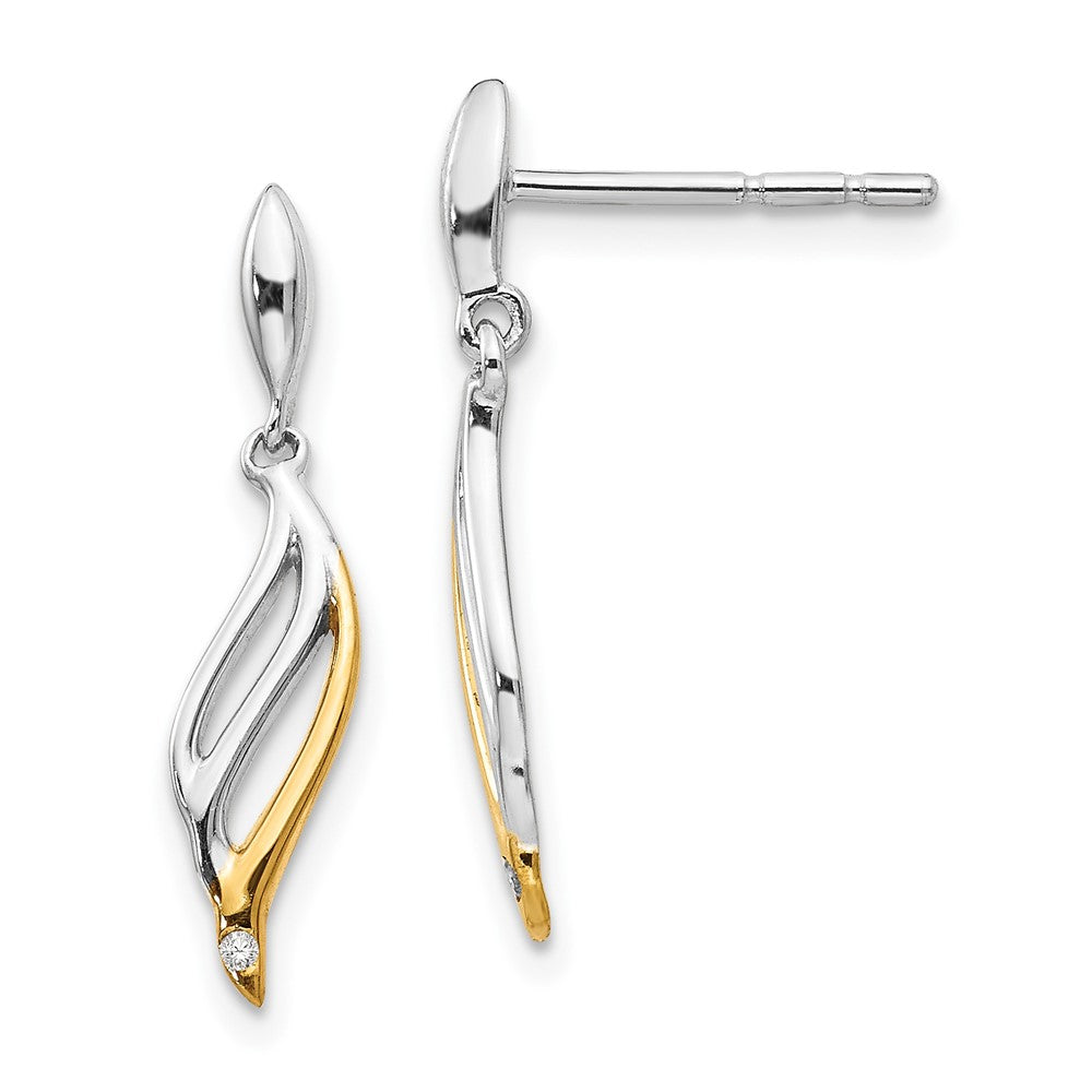 White Ice Sterling Silver Rhodium-plated Gold-plated Diamond Post Dangle Earrings