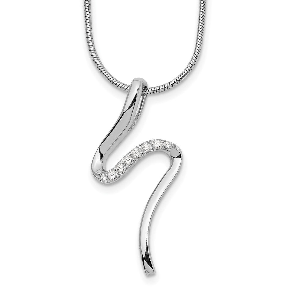 White Ice Sterling Silver Rhodium-plated 18 Inch Diamond S Shaped Necklace with 2 Inch Extender