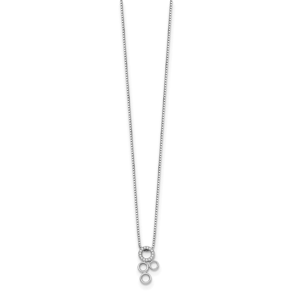 White Ice Sterling Silver Rhodium-plated 18 Inch Diamond Circles Slide Pendant Necklace with 2 Inch Extender