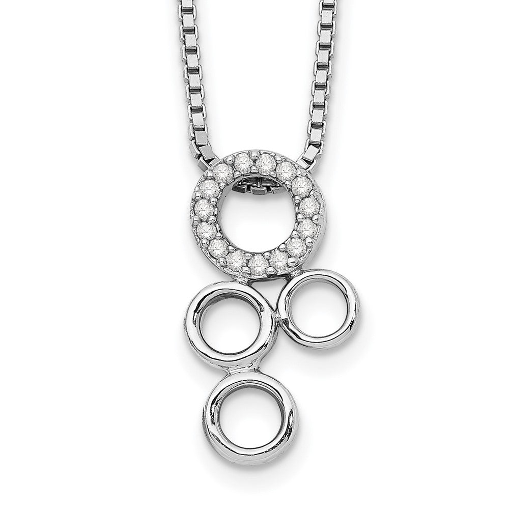 White Ice Sterling Silver Rhodium-plated 18 Inch Diamond Circles Slide Pendant Necklace with 2 Inch Extender