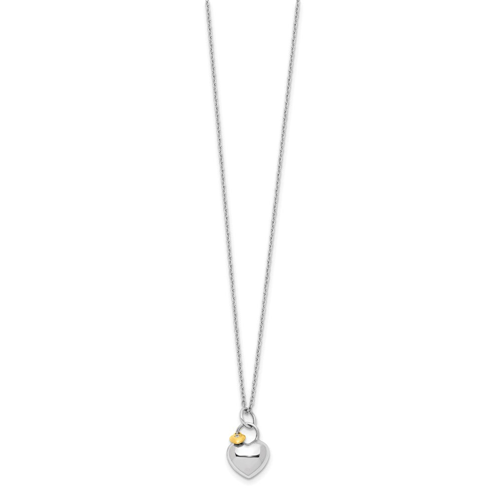 White Ice Sterling Silver Rhodium-plated Gold-tone 18 Inch Diamond Double Heart Necklace with 2 Inch Extender