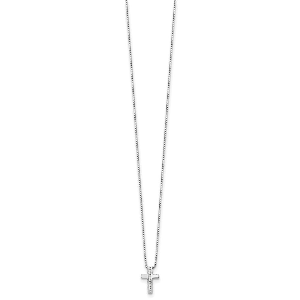 White Ice Sterling Silver Rhodium-plated 18 Inch Diamond Cross Slide Pendant Necklace with 2 Inch Extender