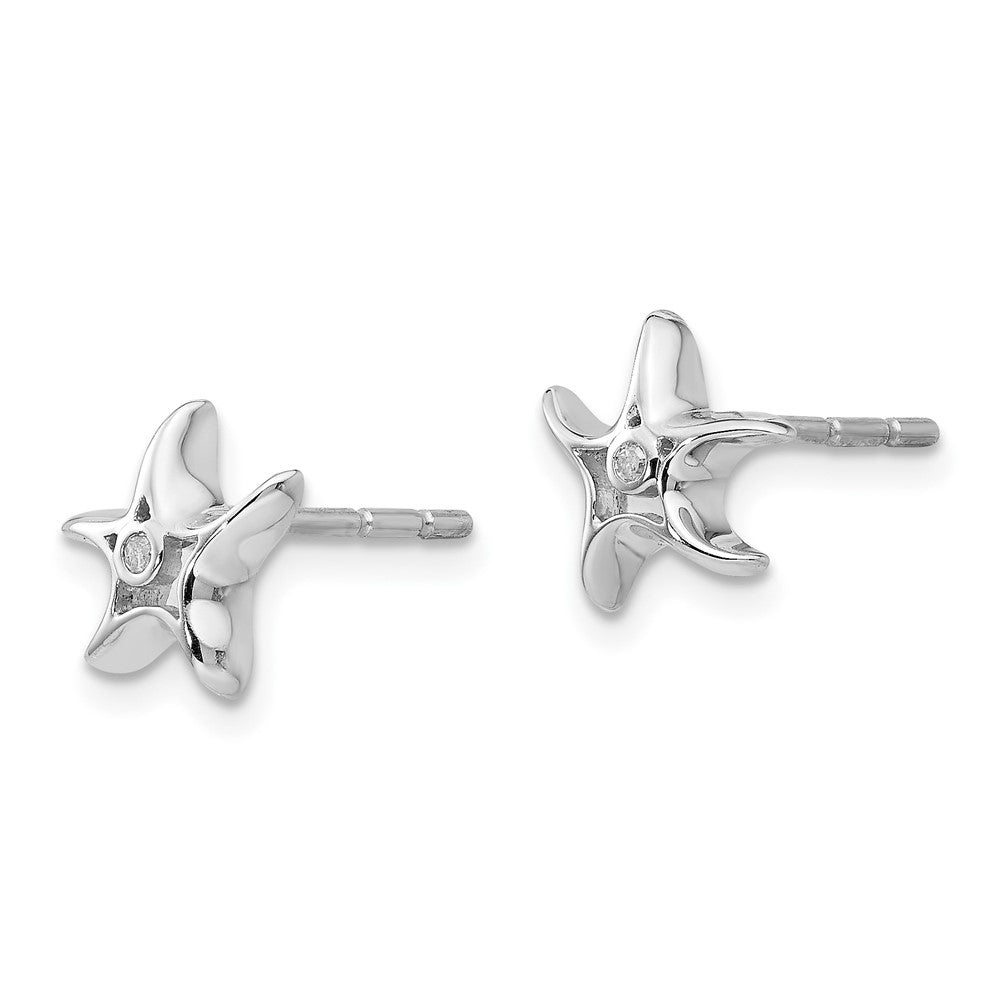 White Ice Sterling Silver Rhodium-plated Diamond Starfish Post Earrings