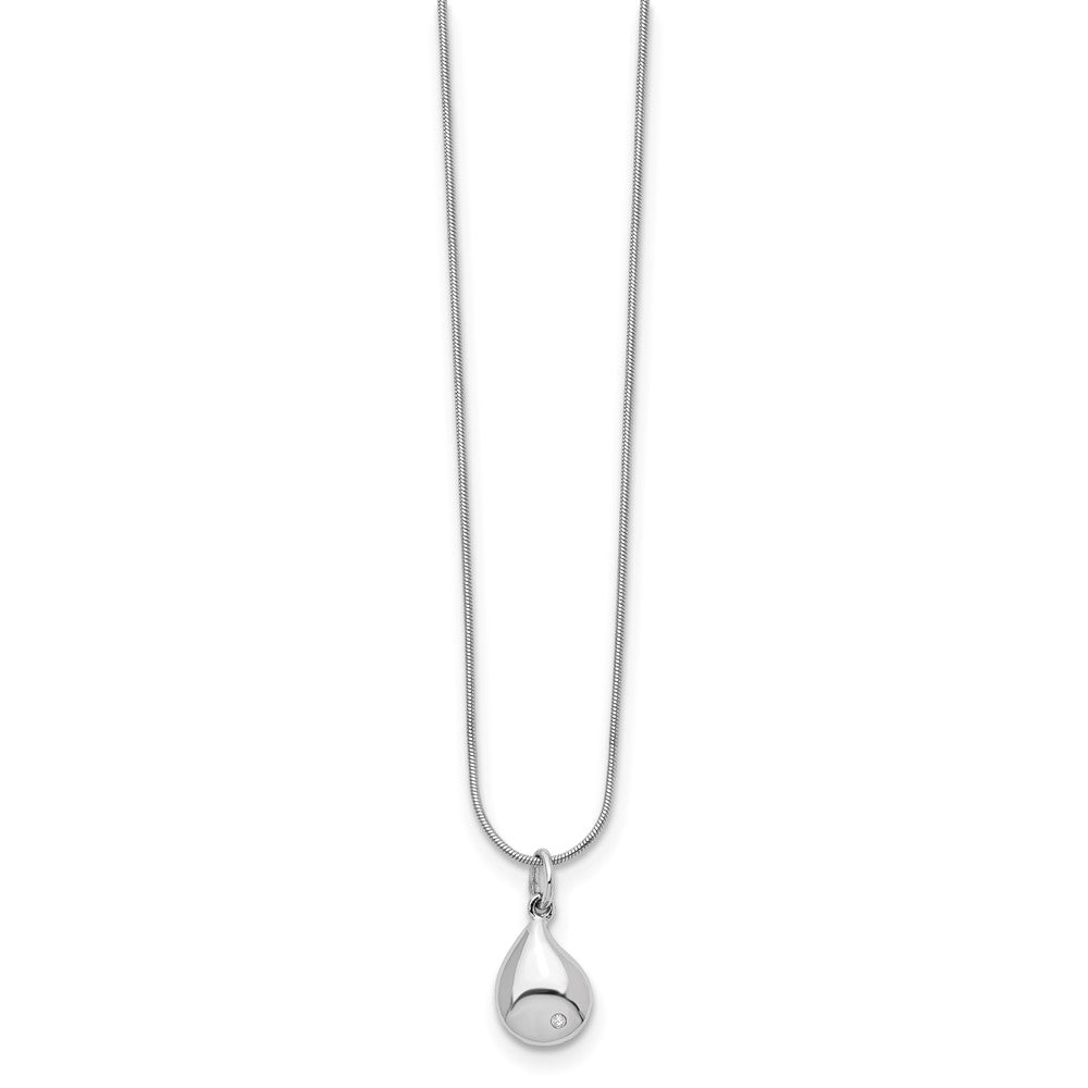 White Ice Sterling Silver Rhodium-plated 18 Inch Diamond Teardrop Necklace with 2 Inch Extender