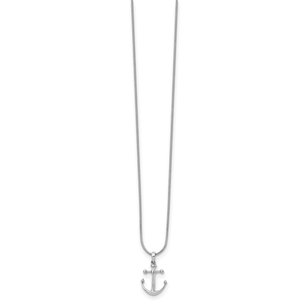 White Ice Sterling Silver Rhodium-plated 18 Inch Diamond Anchor Necklace with 2 Inch Extender