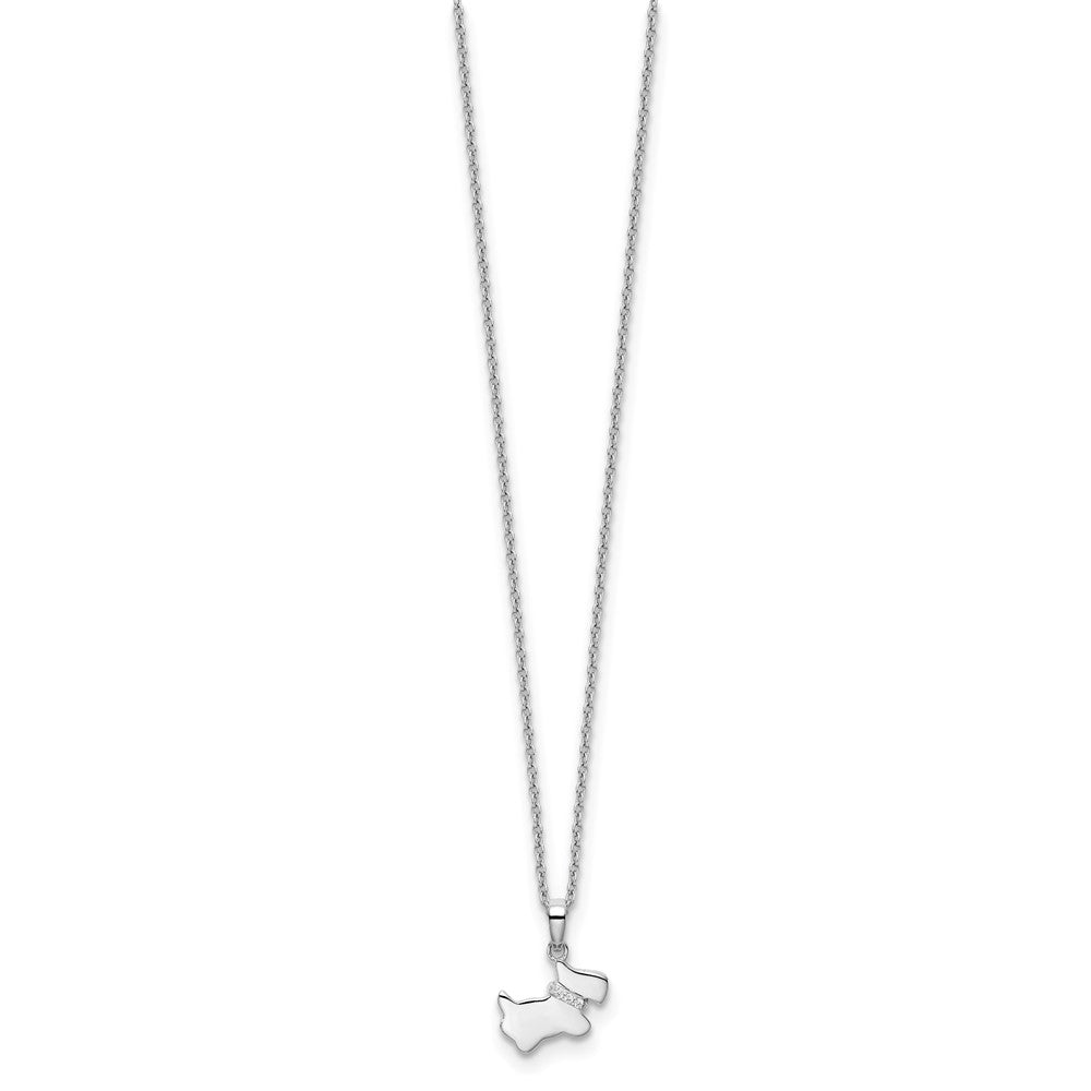 White Ice Sterling Silver Rhodium-plated 18 Inch Diamond Dog Necklace with 2 Inch Extender