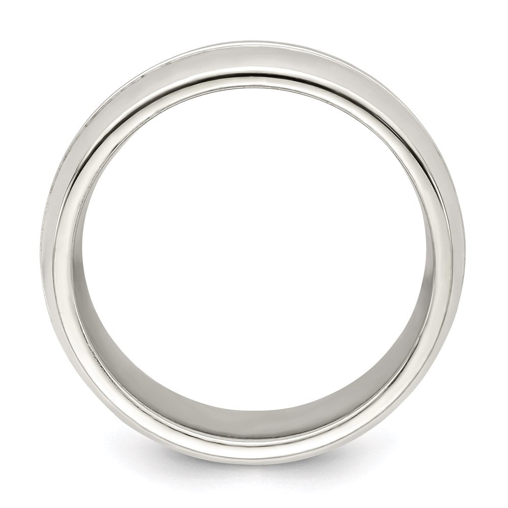 Sterling Silver Polished Domed Grooved Fancy Band Size 10